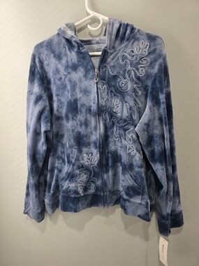 Style & Co Sport Gray Hoodie Medium Quarter Zip Embellished Pullover Y2K.